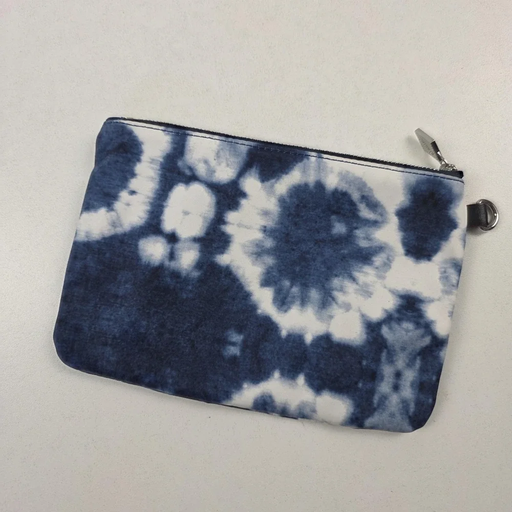 MZ Wallace Clutch Bag Womens Small Blue Nylon Tie Dye Zip Cosmetic Travel Pouch